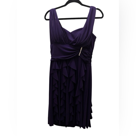 Betsy & Adam Purple Ruched Sweetheart Midi Dress - Picture 1 of 5